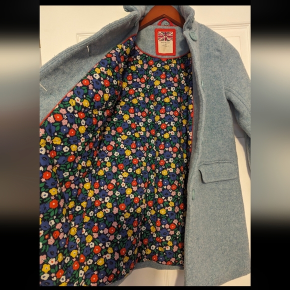 Mini Boden Wool Blend Coat with Quilted Floral Lining - Picture 5 of 8